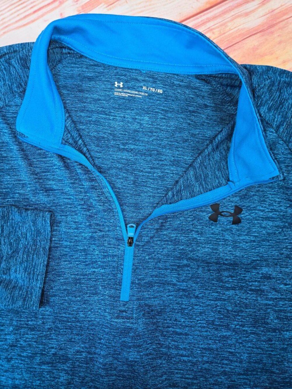 Under Armour Blue 1/4 Zip Pullover Long Sleeve Shirt Size XL